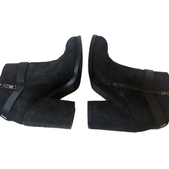 ASH Ankle Boot Heeled Boot Moto Harness Black Suede Womens 10.5 - Picture 7 of 9